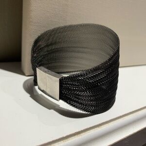 Tocara Black Mesh Magnetic Bracelet | Multi-Strand Statement Cuff